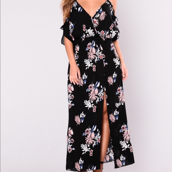 NWT black floral deep v maxi dress - Picture 6 of 7
